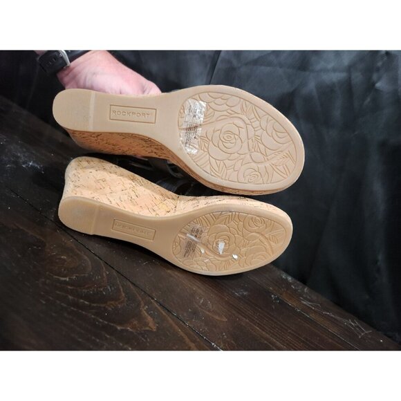 Rockport Briah Black Leather Gladiator Cork Wedge Sandal/Sz. 7.5 NWOB - Picture 10 of 10